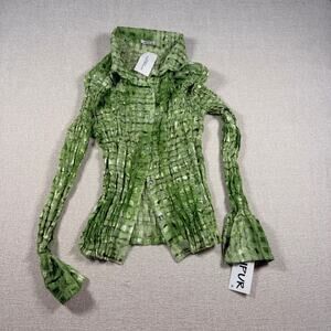 vintage deadstock button up green blouse y2k long sleeve new with tag women's XL